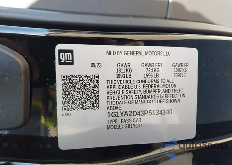 2023 Chevrolet Corvette Stingray Rwd 1Lt z USA, uszkodzony, nr VIN 1G1YA2D43P5134340